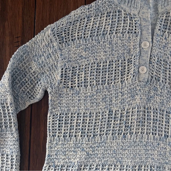 Talbots Open Stitch Sailor Collar Sweater Cotton Beachy Coastal Grandma Medium - Picture 4 of 8